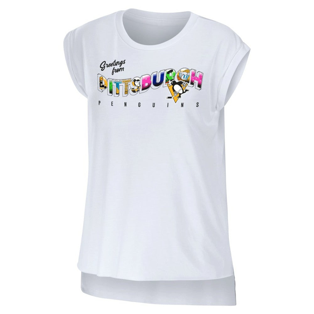 Pittsburgh Penguins WEAR by Erin Andrews Women's Greetings From Muscle T-Shirt - White - NHL 4762634