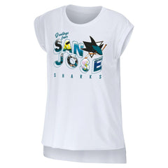 San Jose Sharks WEAR by Erin Andrews Women's Greetings From Muscle T-Shirt - White - NHL 4762637