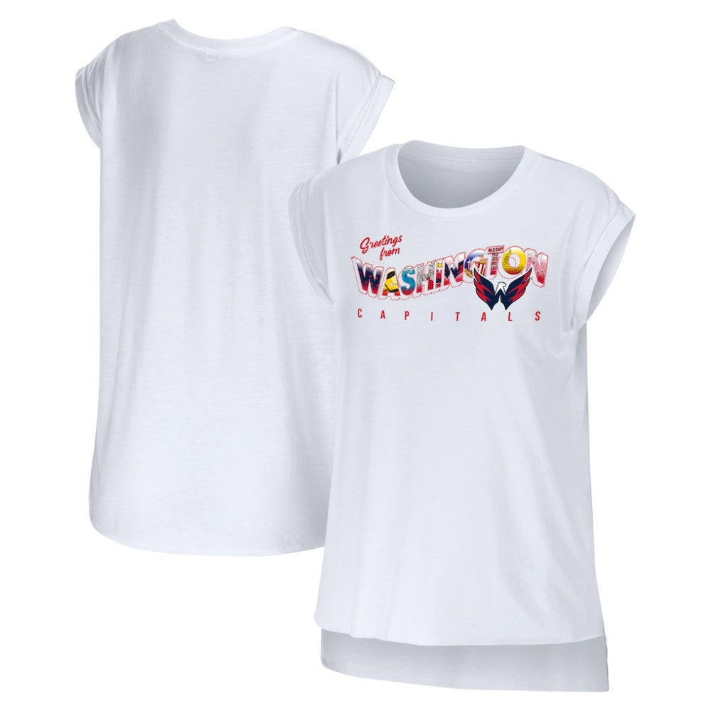 Washington Capitals WEAR by Erin Andrews Women's Greetings From Muscle T-Shirt - White - NHL 4762642