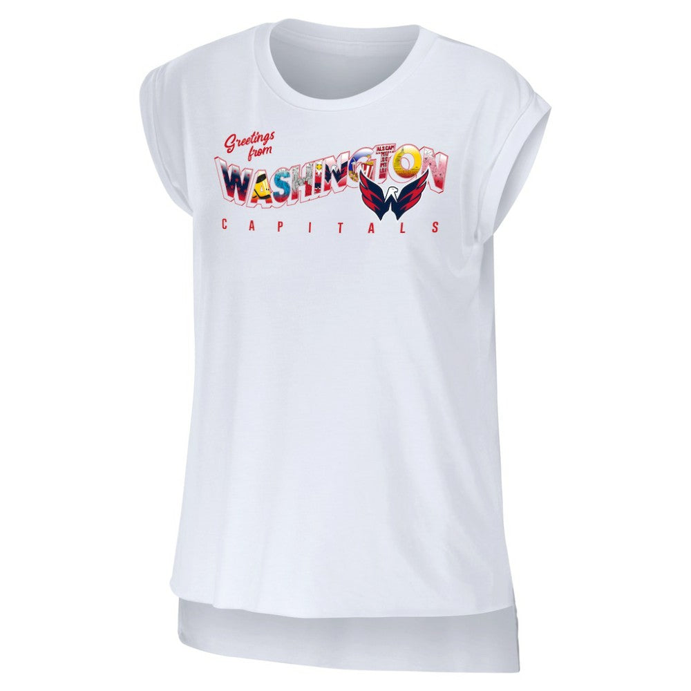 Washington Capitals WEAR by Erin Andrews Women's Greetings From Muscle T-Shirt - White - NHL 4762642