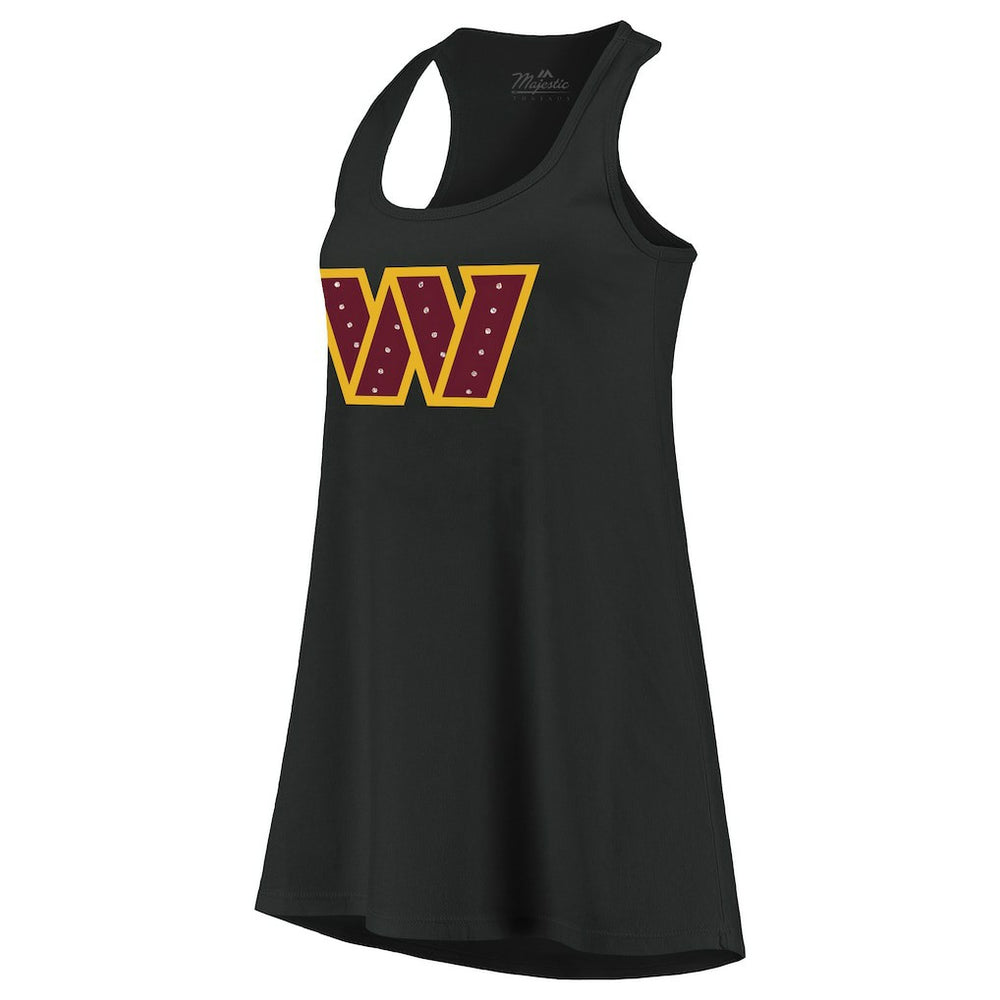 Washington Commanders Majestic Threads Women's Bling Scoop Neck Racerback Tank Top Black