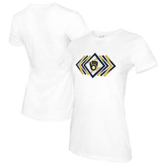 Milwaukee Brewers Tiny Turnip Women's Prism Arrows T-Shirt - White - MLB Lifestyle