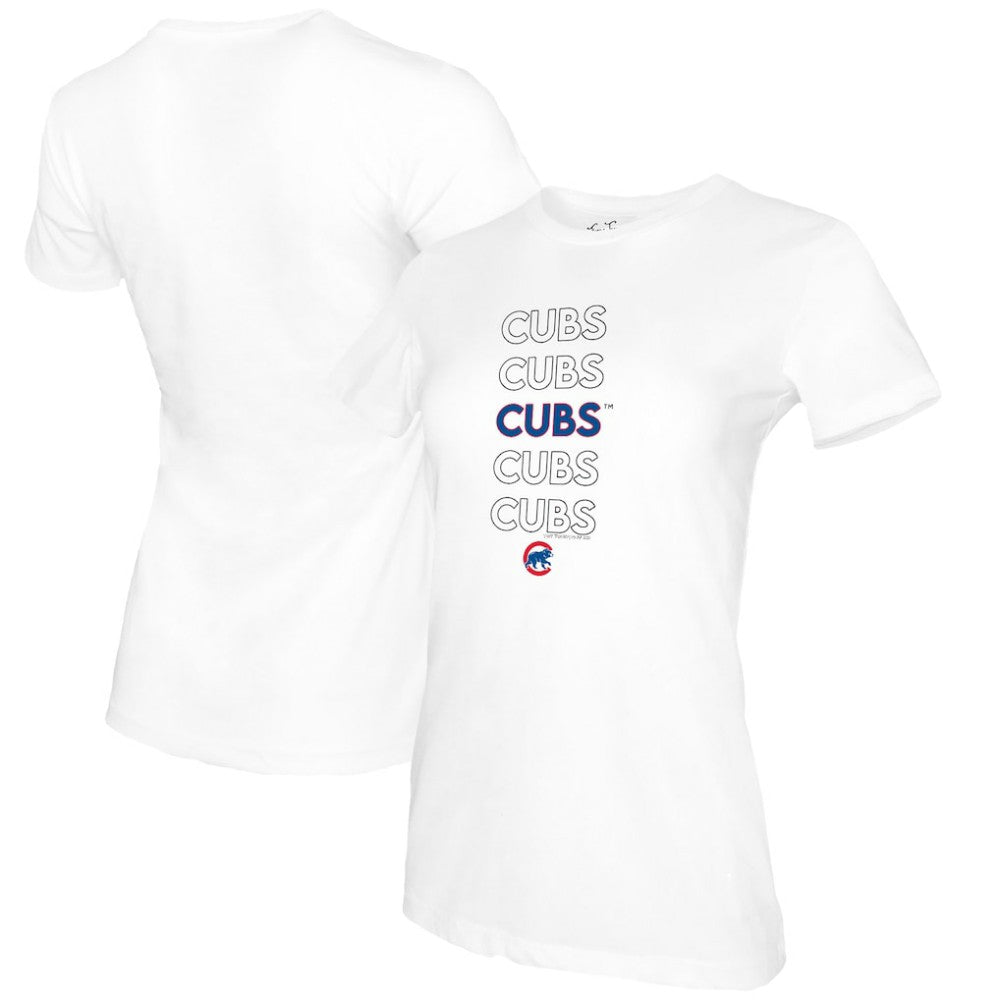 Chicago Cubs Tiny Turnip Women's Stacked T-Shirt - White - MLB on Sale