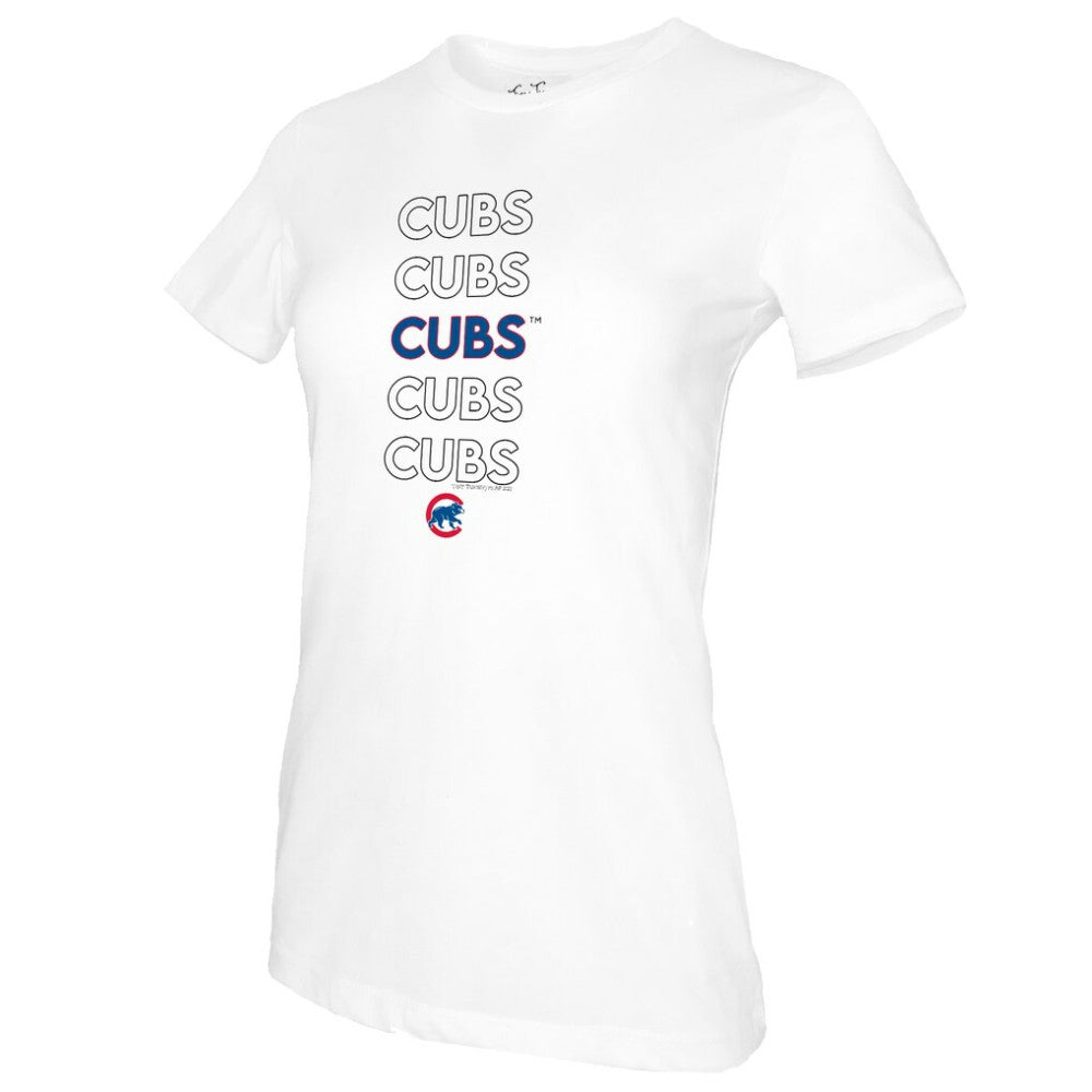 Chicago Cubs Tiny Turnip Women's Stacked T-Shirt - White - MLB on Sale