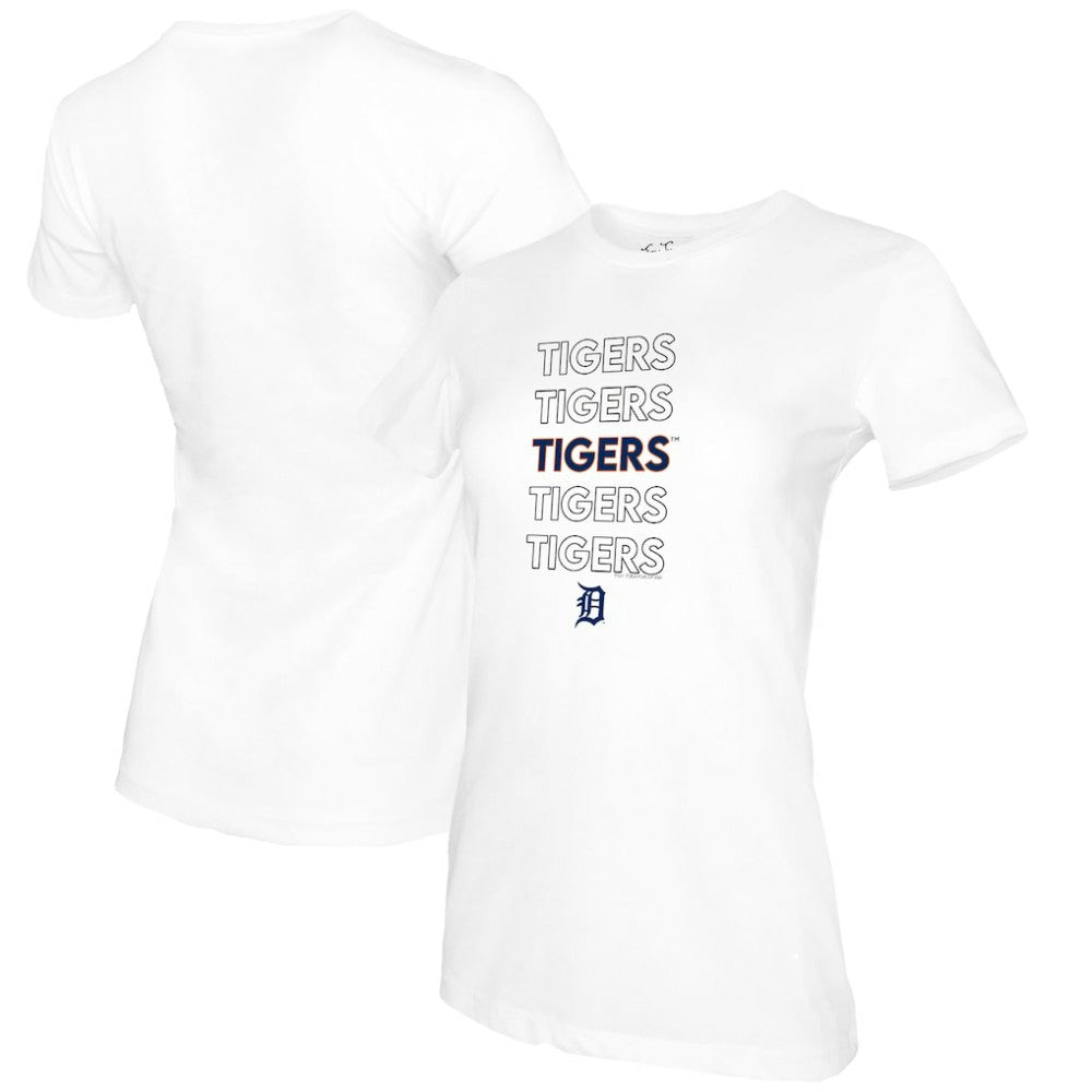 Detroit Tigers Tiny Turnip Women's Stacked T-Shirt - White - MLB Lifestyle