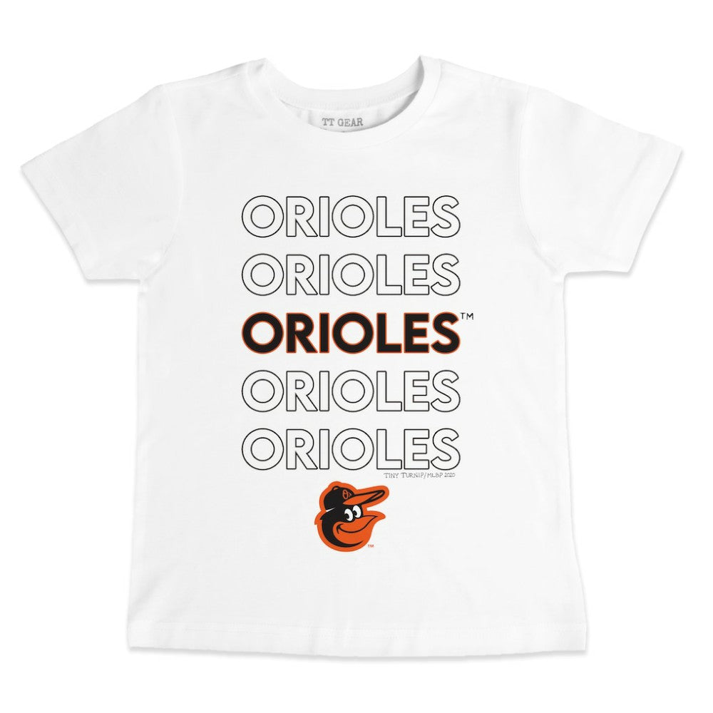 Baltimore Orioles Tiny Turnip Youth Stacked T-Shirt - White - MLB Online