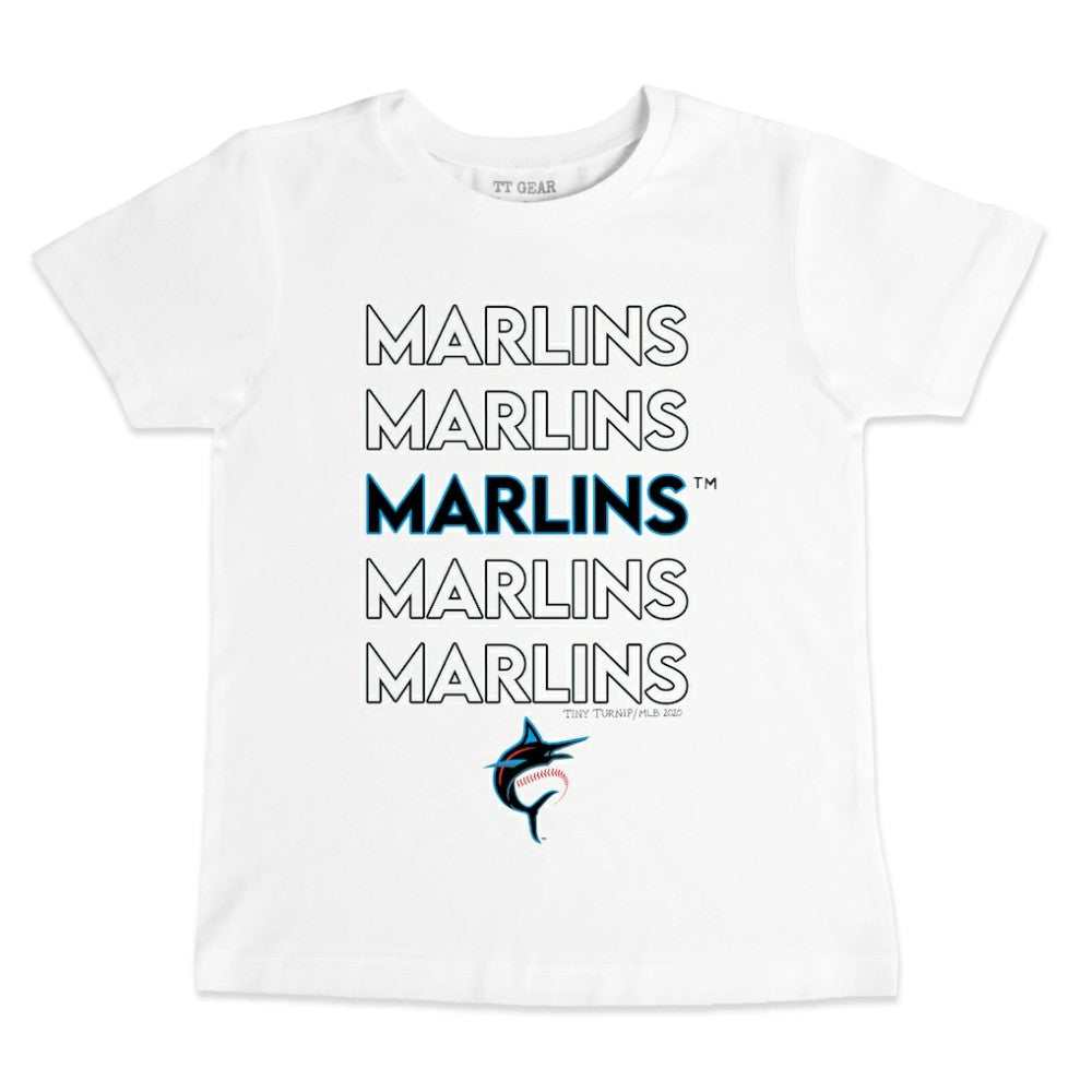 Miami Marlins Tiny Turnip Youth Stacked T-Shirt - White - MLB Sale