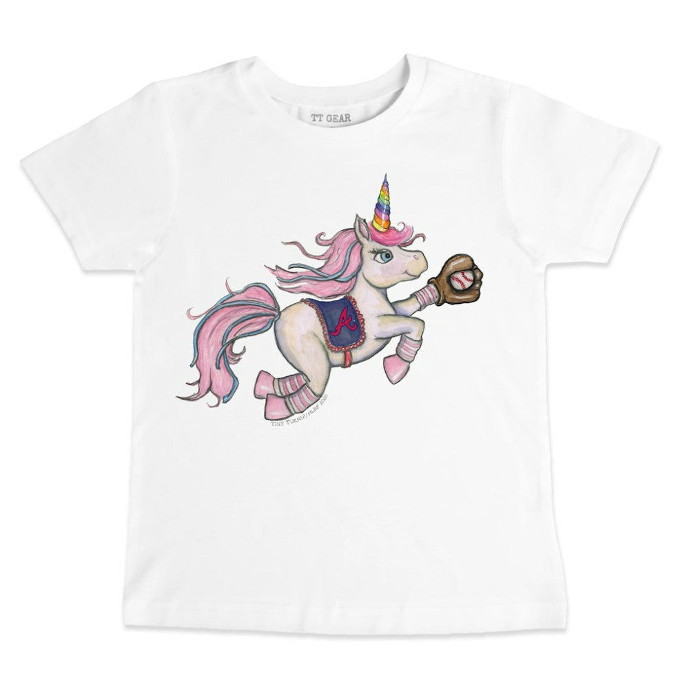 Atlanta Braves Tiny Turnip Youth Unicorn T-Shirt - White - MLB Discount