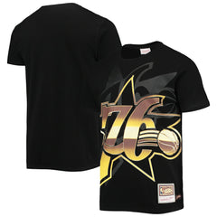 Philadelphia 76ers Big & Tall Hardwood Classics Big Face 4.0 T-Shirt Black | Mitchell & Ness Lifestyle