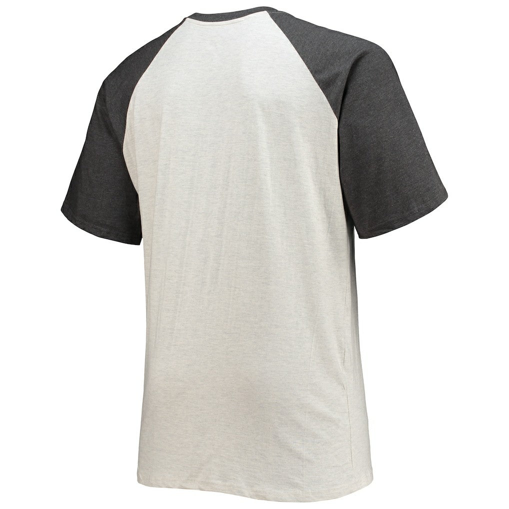Fanatics Washington Commanders Big & Tall Wordmark Raglan T-Shirt Oatmeal/Heathered Charcoal