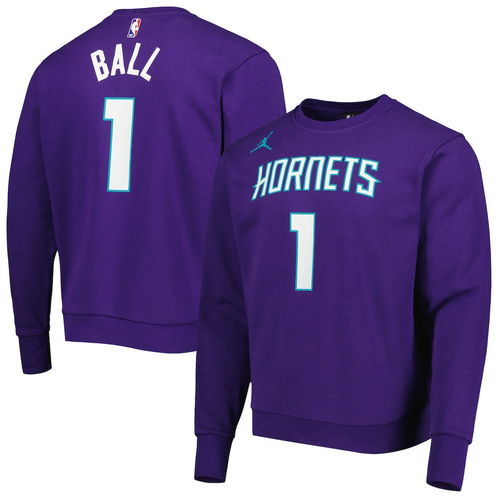 LaMelo Ball Charlotte Hornets Jordan Brand Statement Name & Number Pullover Sweatshirt Purple