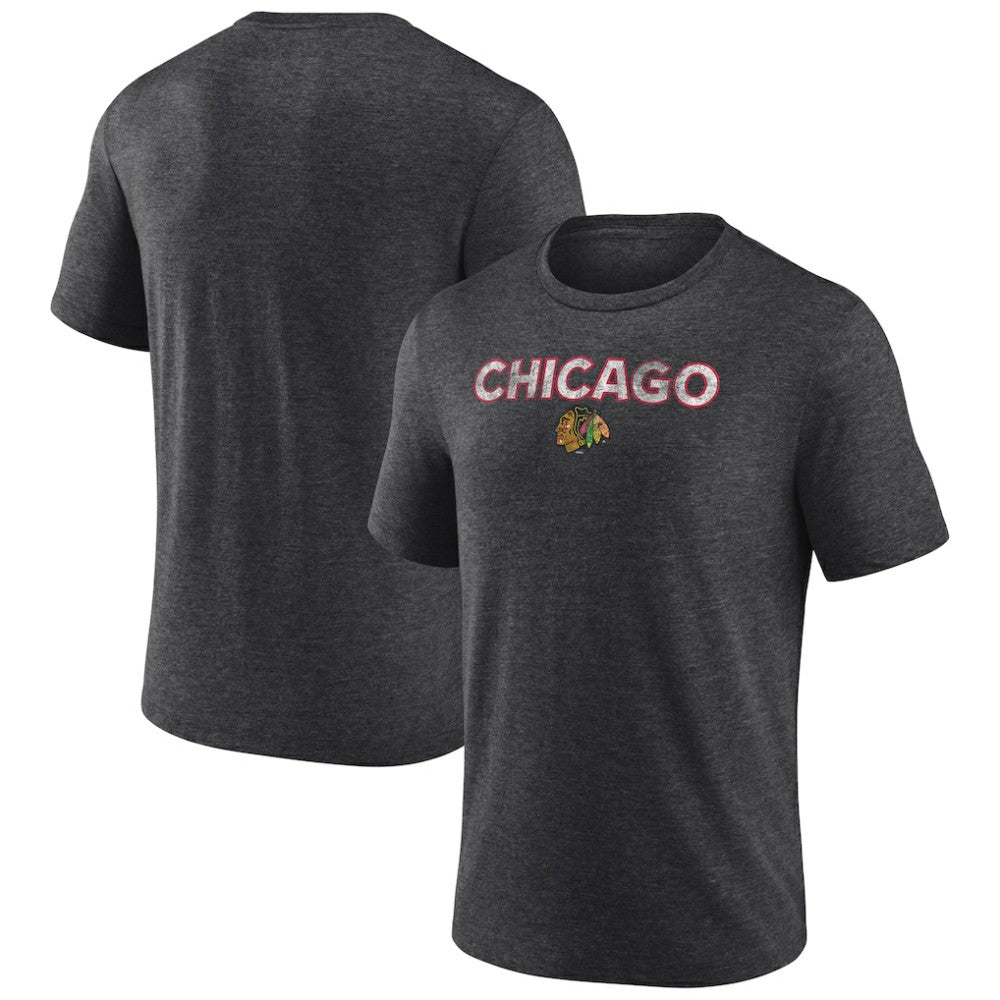 Chicago Blackhawks Wraparound Tri-Blend T-Shirt - Charcoal - NHL 4773190