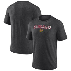 Chicago Blackhawks Wraparound Tri-Blend T-Shirt - Charcoal - NHL 4773190