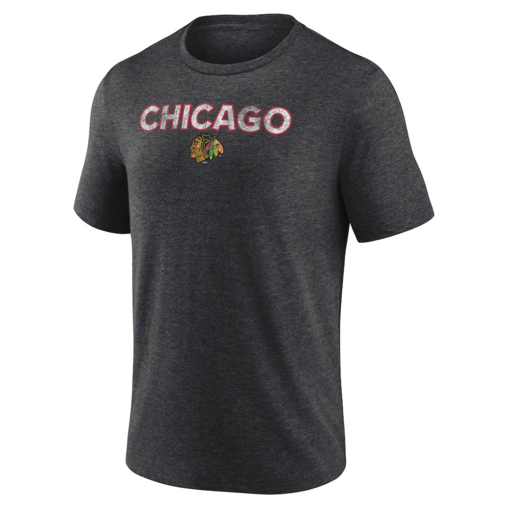 Chicago Blackhawks Wraparound Tri-Blend T-Shirt - Charcoal - NHL 4773190