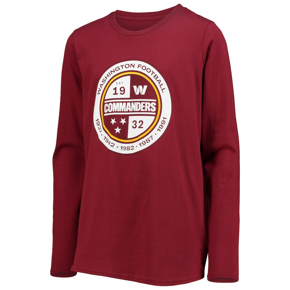 Washington Commanders Youth Secondary Logo Long Sleeve T-Shirt Burgundy