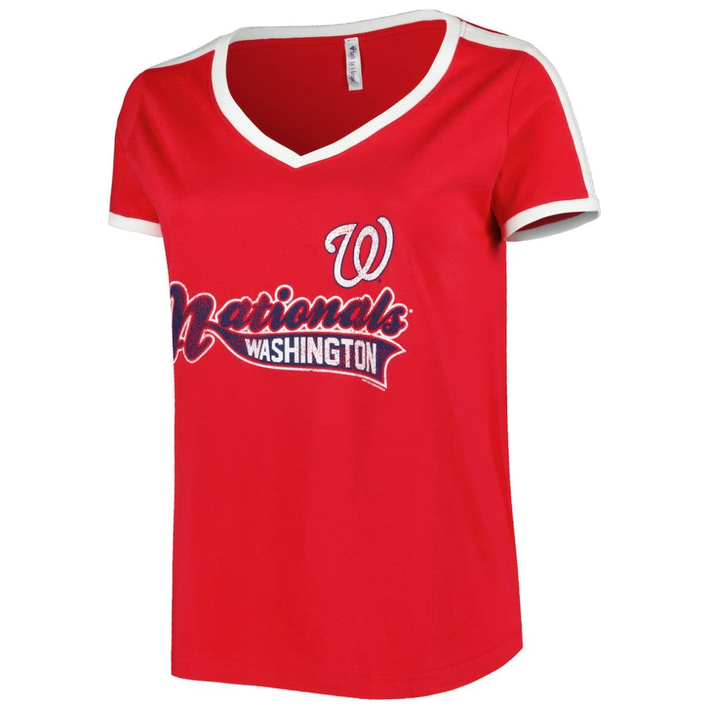 Washington Nationals Soft as a Grape Women's Plus Size V-Neck T-Shirt - Red - MLB Discount