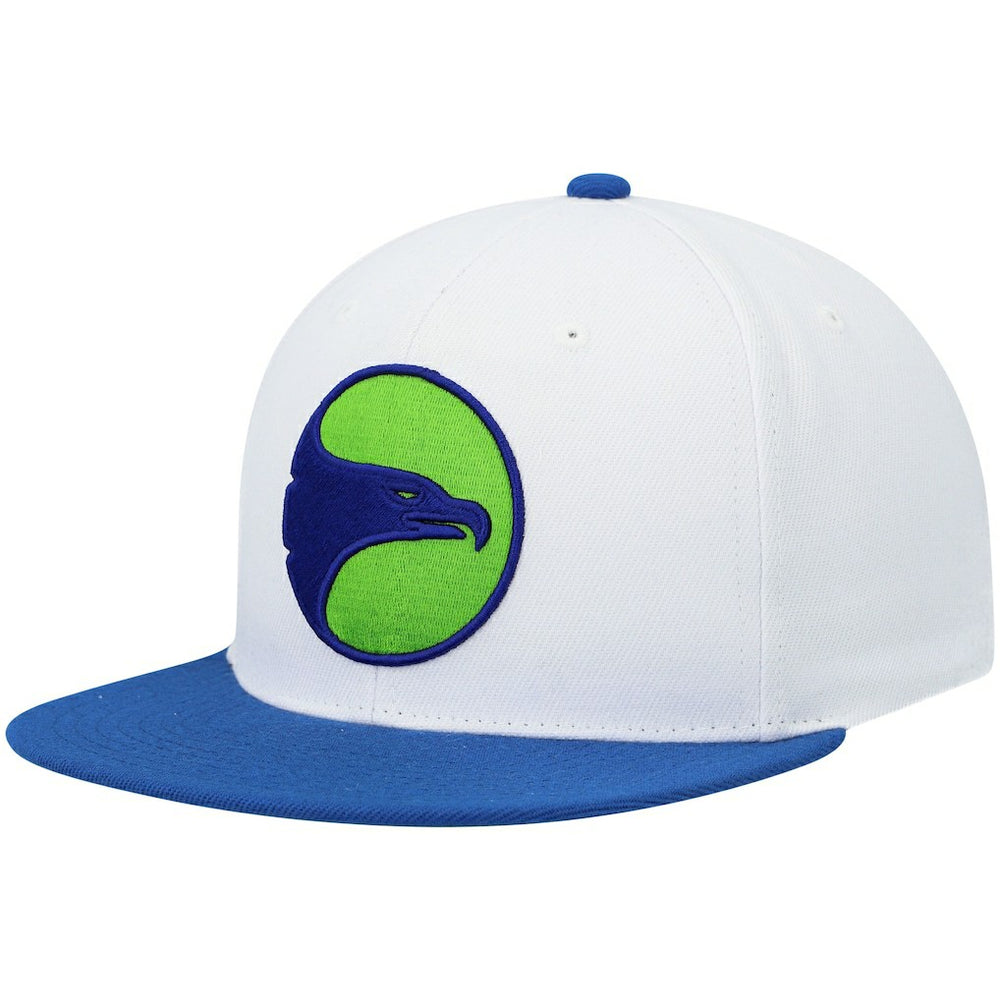 Atlanta Hawks Hardwood Classics Snapback Hat White/Royal | Mitchell & Ness online