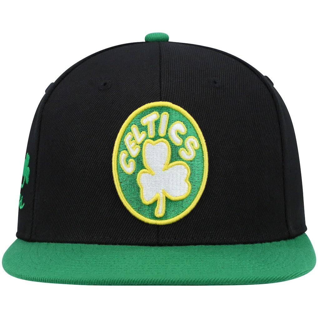 Boston Celtics Hardwood Classics Snapback Hat Black/Kelly Green | Mitchell & Ness