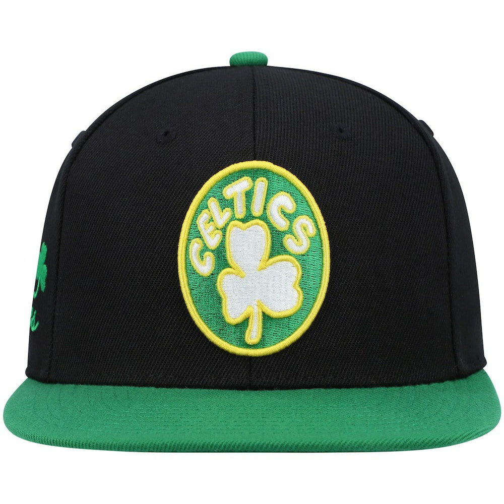 Boston Celtics Hardwood Classics Snapback Hat Black/Kelly Green | Mitchell & Ness