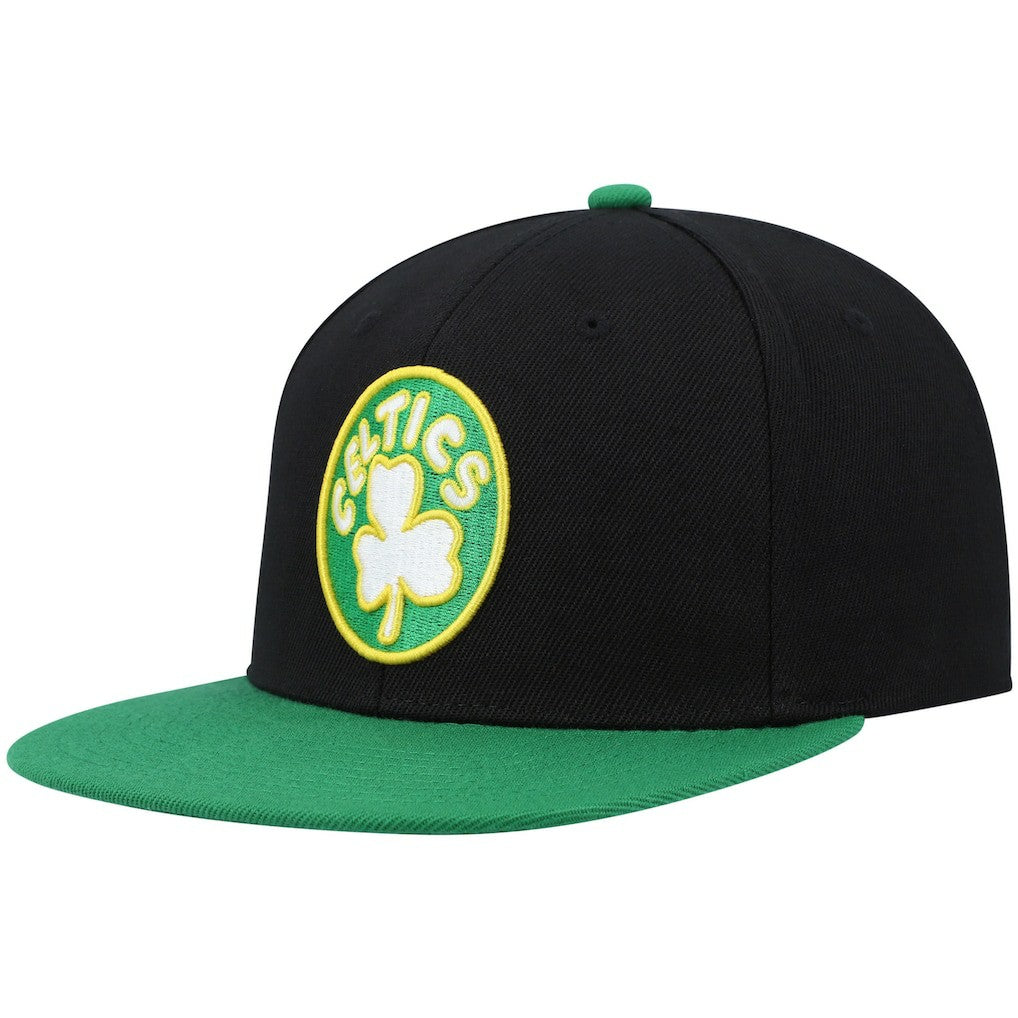 Boston Celtics Hardwood Classics Snapback Hat Black/Kelly Green | Mitchell & Ness