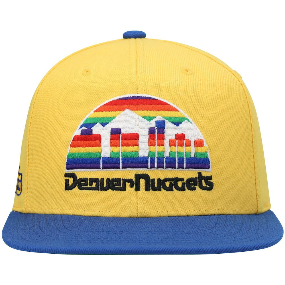 Denver Nuggets Hardwood Classics Snapback Hat for sale Gold/Royal | Mitchell & Ness US