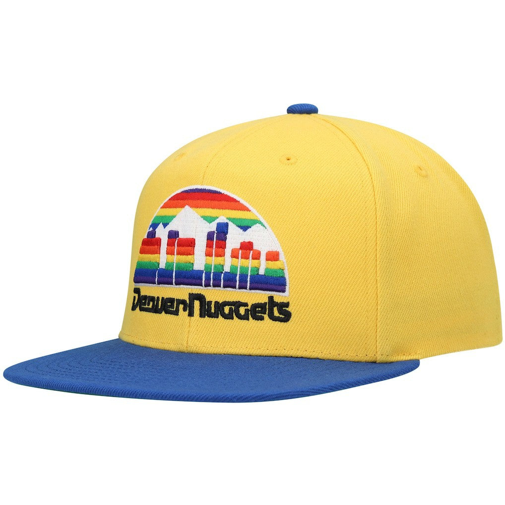 Denver Nuggets Hardwood Classics Snapback Hat for sale Gold/Royal | Mitchell & Ness US