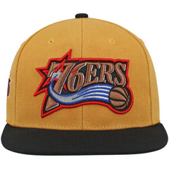 Philadelphia 76ers Hardwood Classics Snapback Hat Gold/Black | Mitchell & Ness US