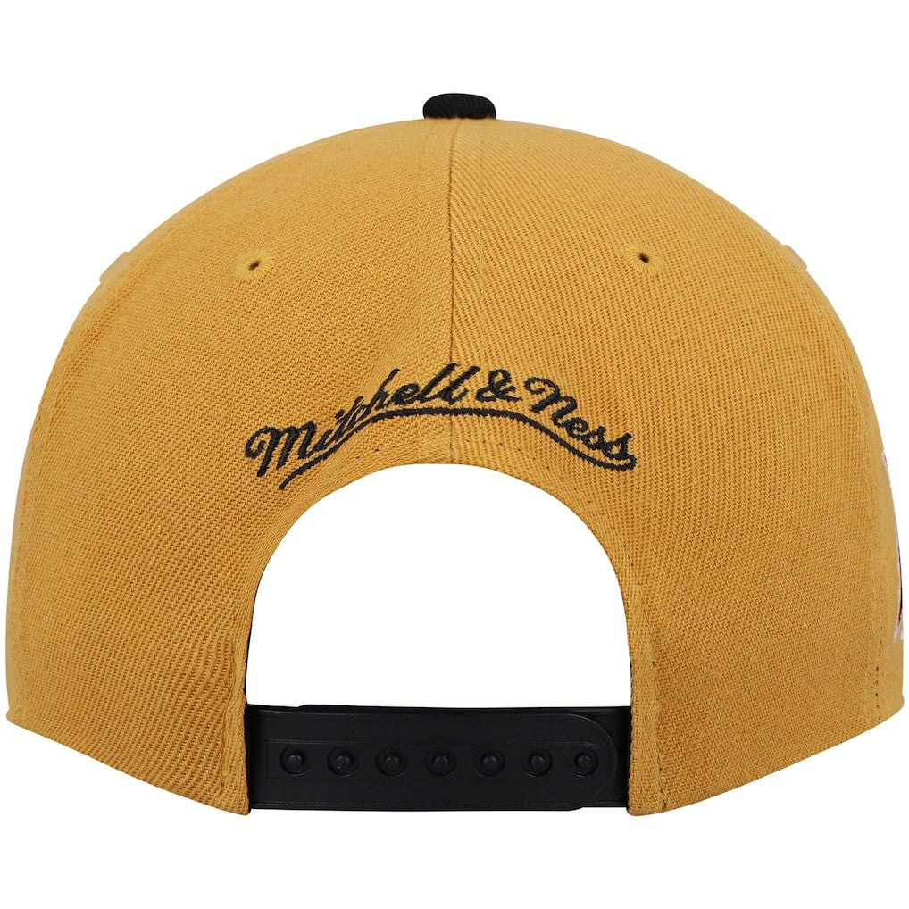 Philadelphia 76ers Hardwood Classics Snapback Hat Gold/Black | Mitchell & Ness US