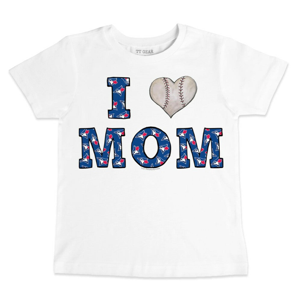 Toronto Blue Jays Tiny Turnip Youth Heart Mom T-Shirt - White - MLB Discount