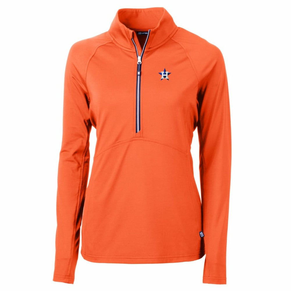 Houston Astros Cutter & Buck Women's Adapt Eco Knit Stretch Half-Zip Pullover Top - Orange - MLB Discount