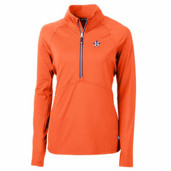 Houston Astros Cutter & Buck Women's Adapt Eco Knit Stretch Half-Zip Pullover Top - Orange - MLB Discount