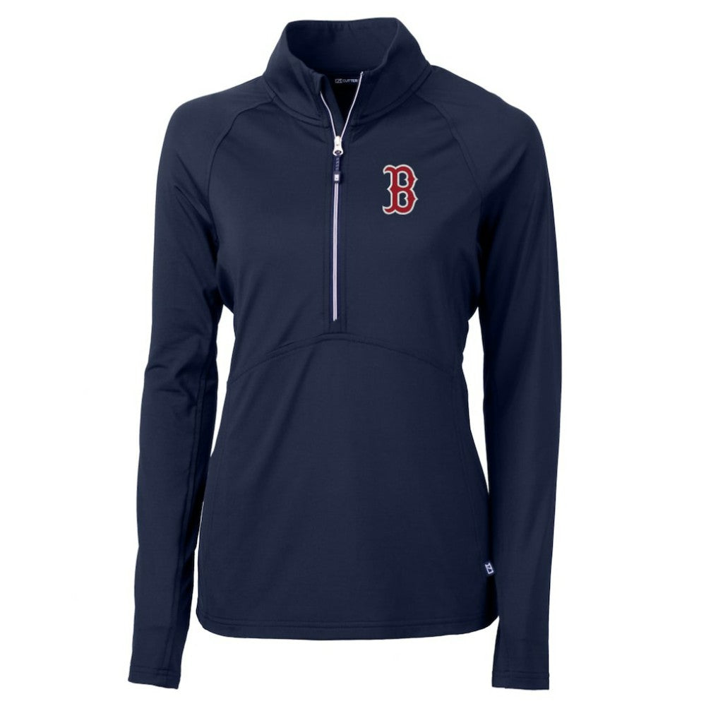 Boston Red Sox Cutter & Buck Women's Adapt Eco Knit Stretch Half-Zip Pullover Top - Navy - MLB Sale