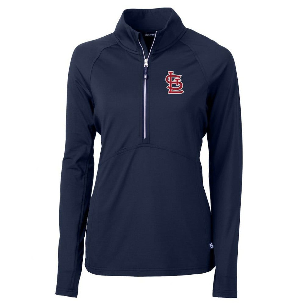 St. Louis Cardinals Cutter & Buck Women's Adapt Eco Knit Stretch Half-Zip Pullover Top - Navy - MLB Sale