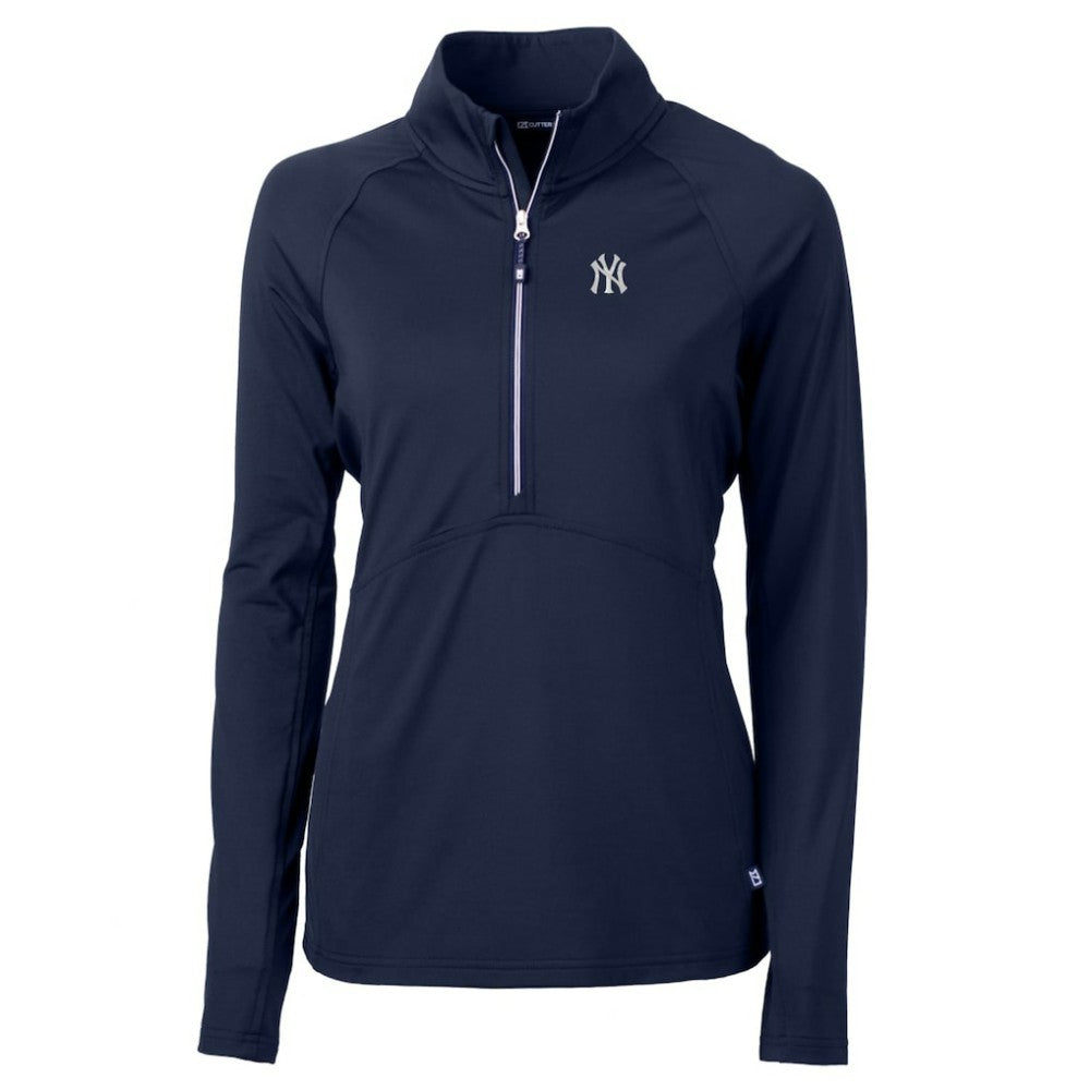 New York Yankees Cutter & Buck Women's Adapt Eco Knit Stretch Half-Zip Pullover Top - Navy - MLB Online