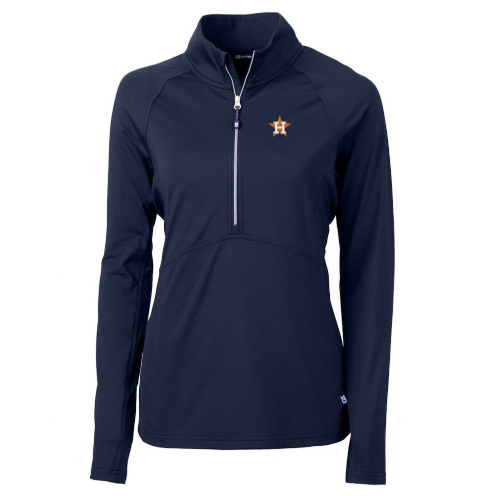 Houston Astros Cutter & Buck Women's Adapt Eco Knit Stretch Half-Zip Pullover Top - Navy - MLB on Sale