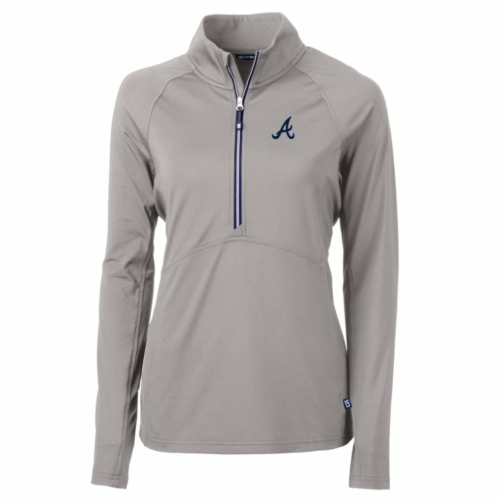 Atlanta Braves Cutter & Buck Women's Adapt Eco Knit Stretch Half-Zip Pullover Top - Gray - MLB Online