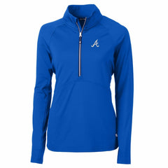 Atlanta Braves Cutter & Buck Women's Adapt Eco Knit Stretch Half-Zip Pullover Top - Blue - MLB Discount