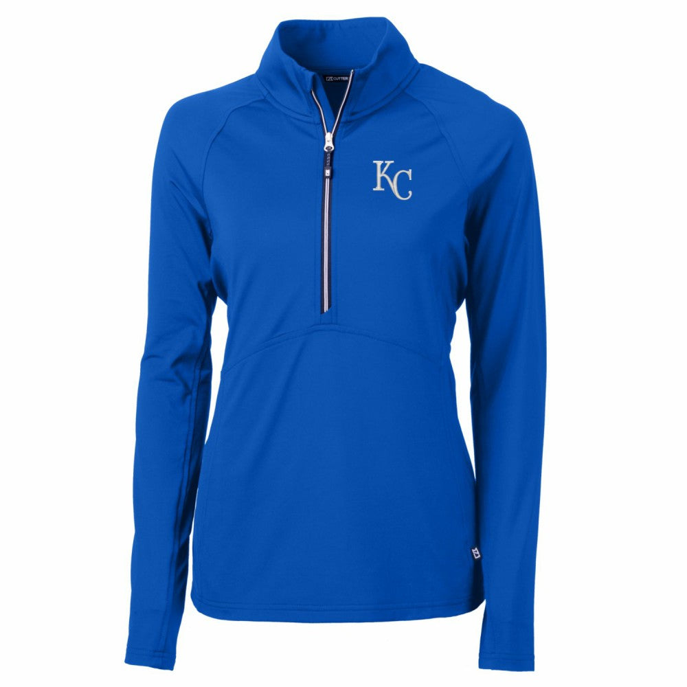 Kansas City Royals Cutter & Buck Women's Adapt Eco Knit Stretch Half-Zip Pullover Top - Royal - MLB Discount
