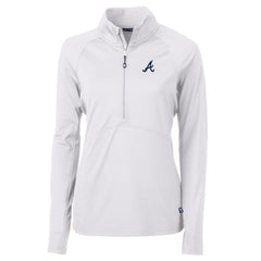 Atlanta Braves Cutter & Buck Women's Adapt Eco Knit Stretch Half-Zip Pullover Top - White - MLB Discount