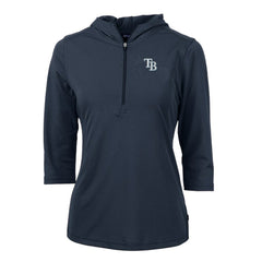 Tampa Bay Rays Cutter & Buck Women's Virtue Eco Pique 3/4 Sleeve Half-Zip Pullover Hoodie - Navy - MLB on Sale