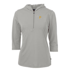 Pittsburgh Pirates Cutter & Buck Women's Virtue Eco Pique 3/4 Sleeve Half-Zip Pullover Hoodie - Gray - MLB Online