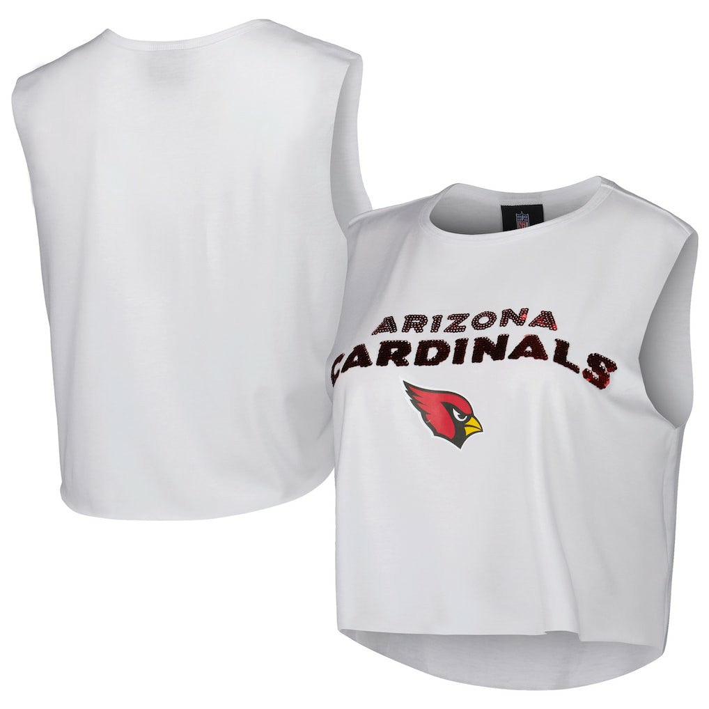 Arizona Cardinals Cuce Women's Sequin Cropped Tank Top White