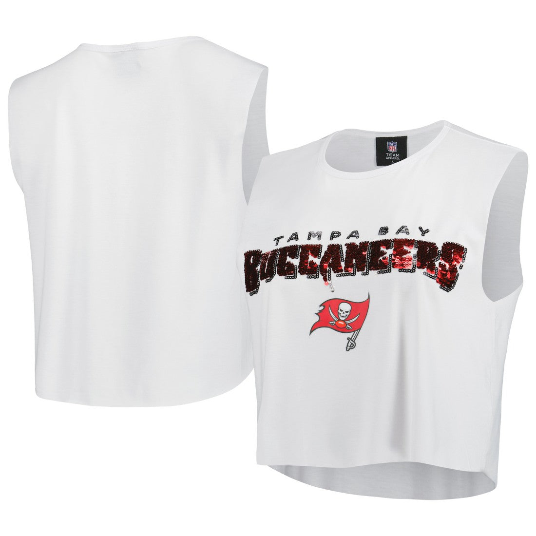 Tampa Bay Buccaneers Cuce Women's Sequin Tri-Blend Cropped Tank Top White