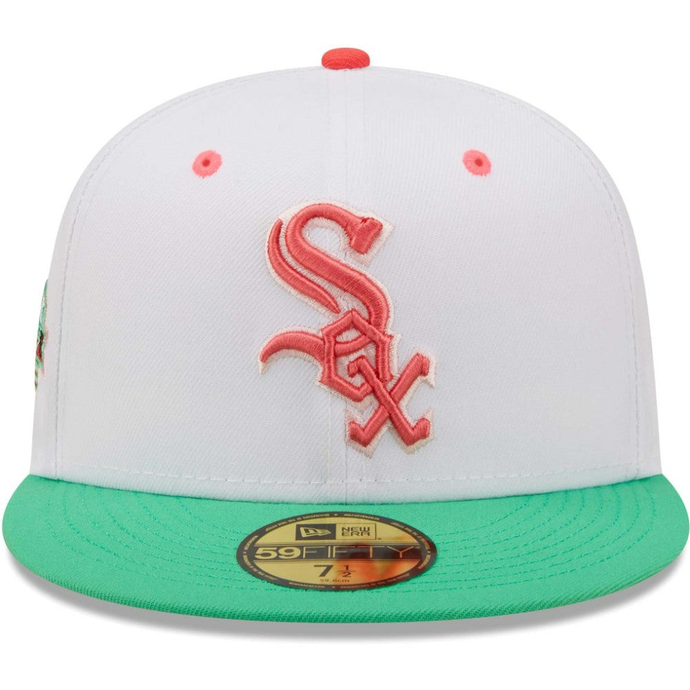 Chicago White Sox New Era Inaugural Season at Comiskey Park Watermelon Lolli 59FIFTY Fitted Hat - White/Green - New Era Lifestyle