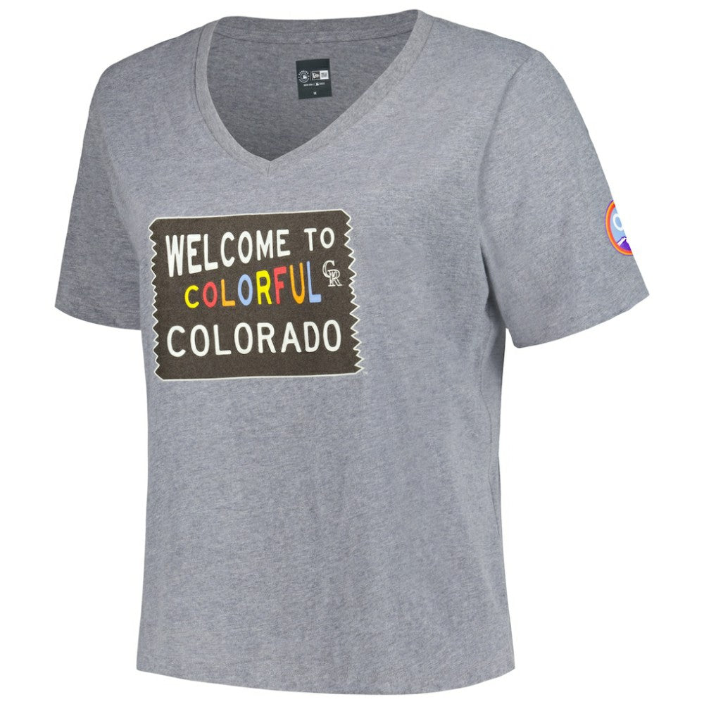 Colorado Rockies New Era Women's City Connect Plus Size V-Neck T-Shirt - Gray - New Era on Sale