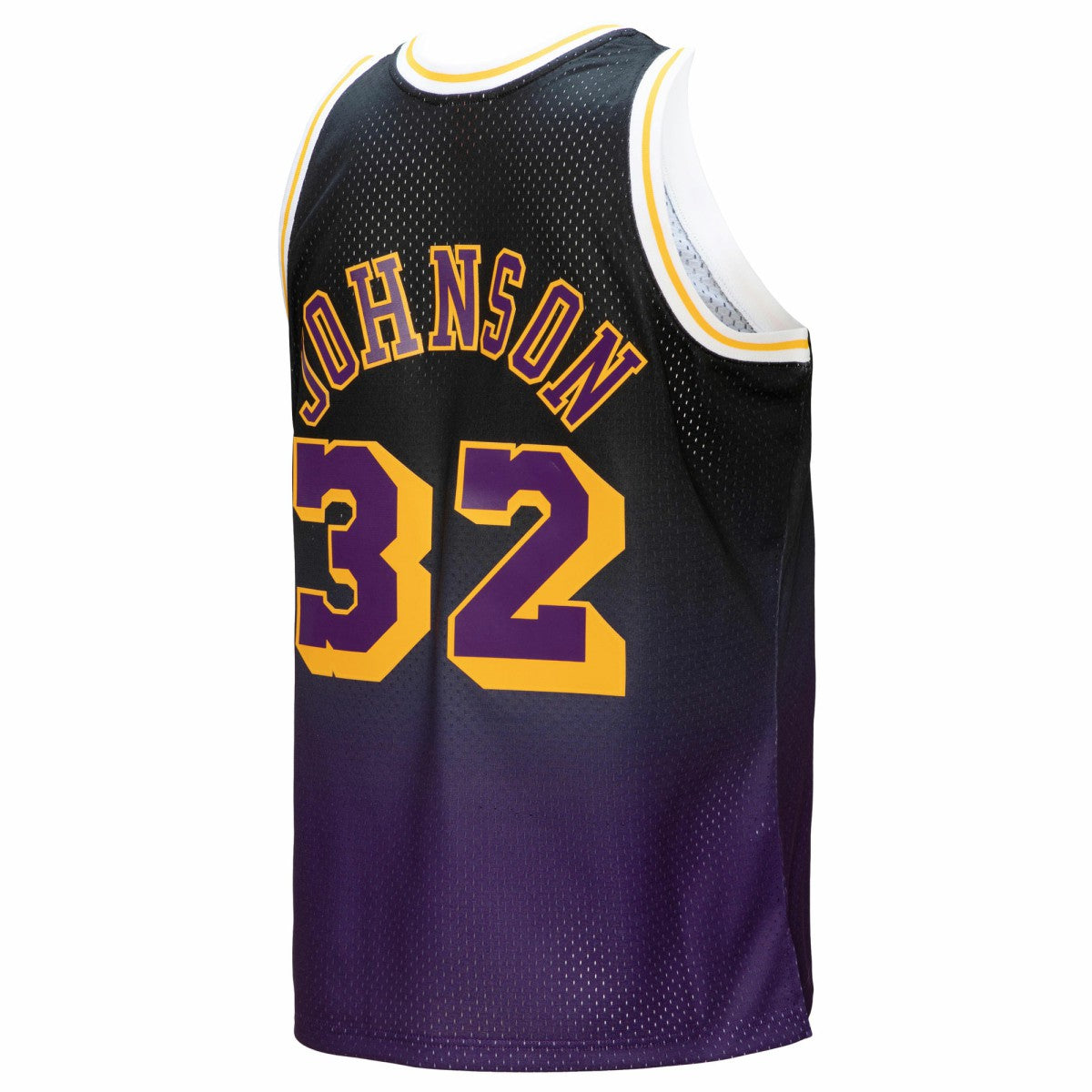 Magic Johnson Los Angeles Lakers 1984/85 Hardwood Classics Fadeaway Swingman Player Jersey Purple/Black | Mitchell & Ness US