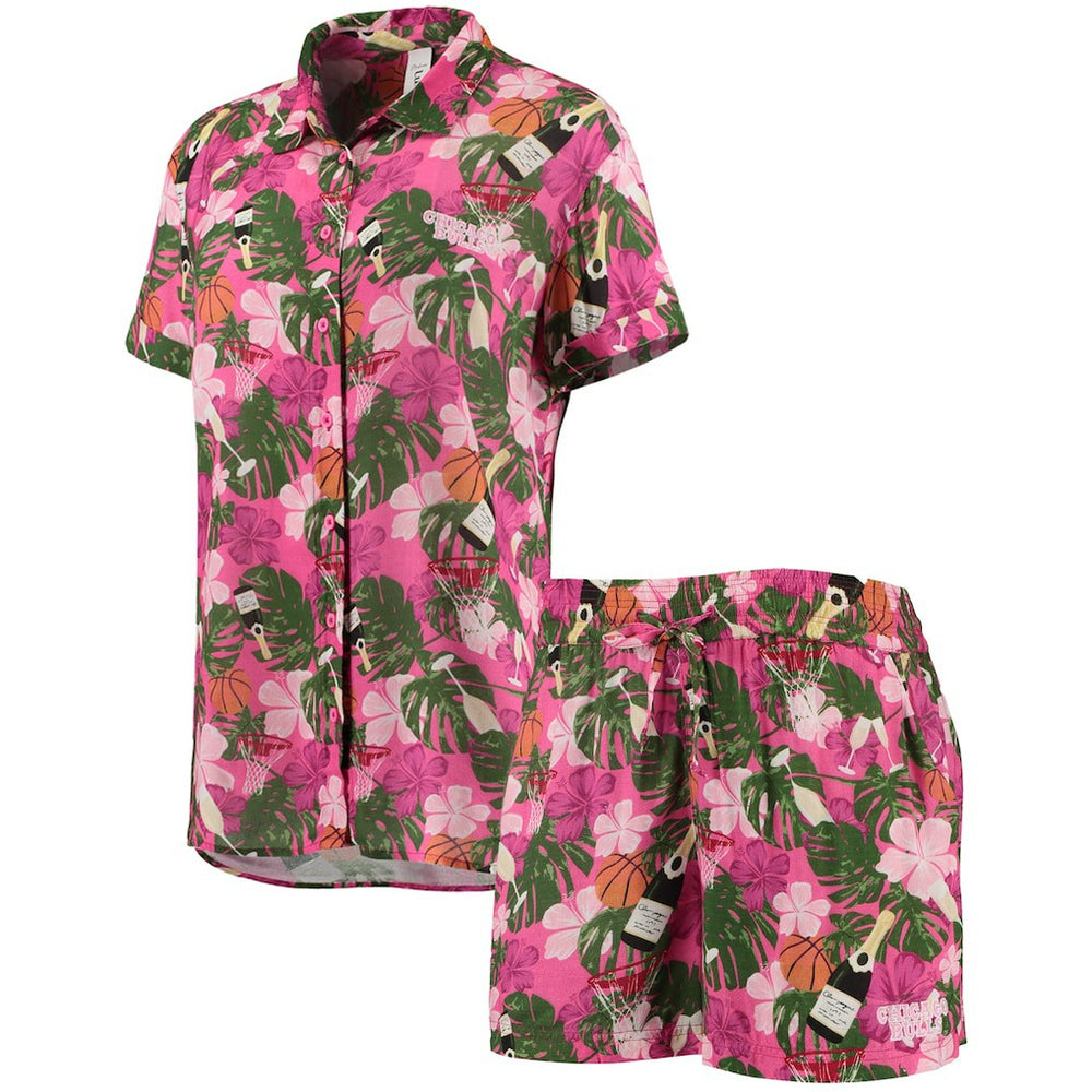 Chicago Bulls Lusso Women's Finley-Frankie Party Top & Shorts Set Pink