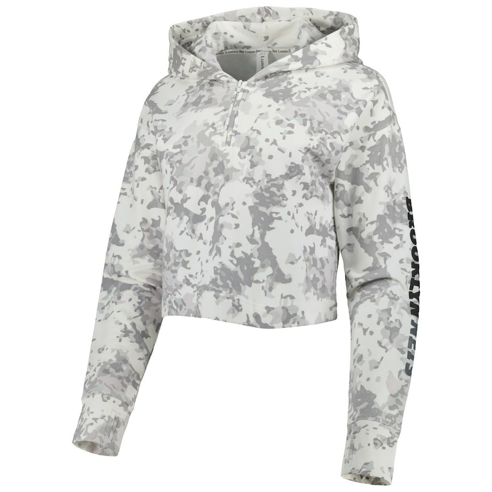 Brooklyn Nets Lusso Women's Maia Tri-Blend Cropped Quarter-Zip Top Gray/White