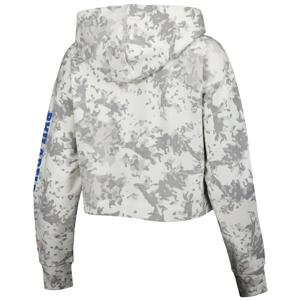 Philadelphia 76ers Lusso Women's Maia Tri-Blend Cropped Quarter-Zip Top Gray/White