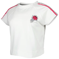 Phoenix Suns Lusso Women's Margot Cropped Tri-Blend Cap Sleeve Sweatshirt White